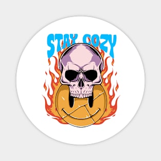 STAY COZY, Skulls Fiery Bite on Smile Magnet